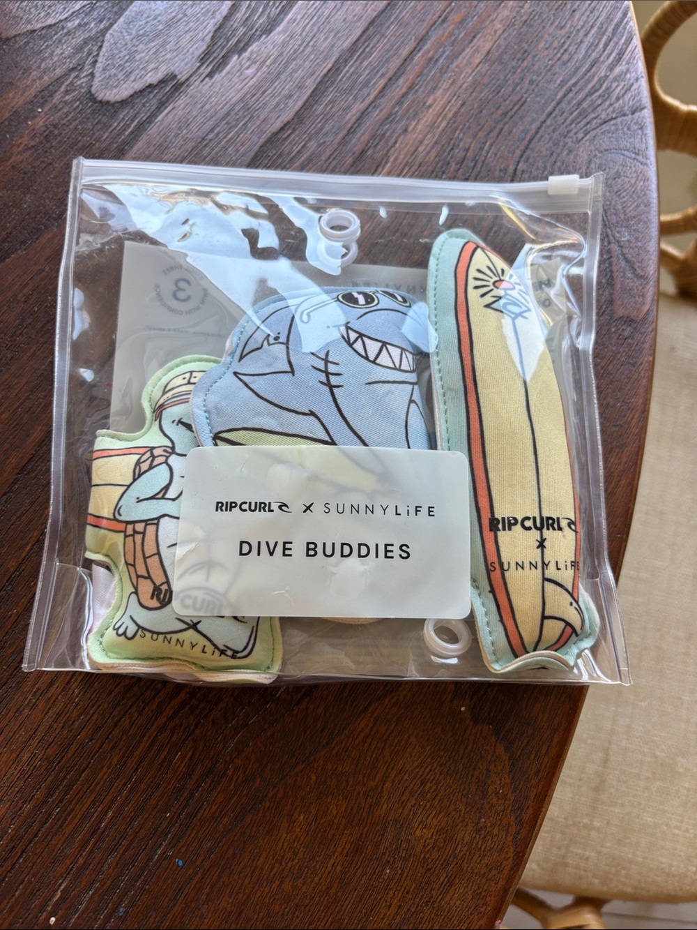 Rip Curl Plush Dive Buddies Set - Light Blue, Yellow, Mint, Pink